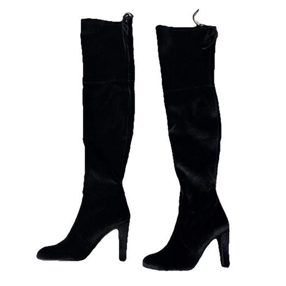 Stuart Weitzman Highland Nero Stretch Velvet Over-the-Knee Boot sz 8 New Imperf - Picture 1 of 16